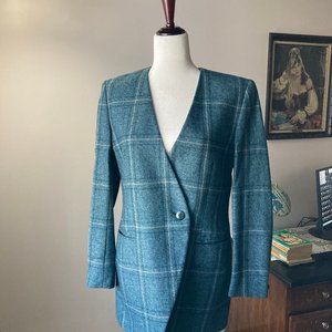 Jones New York Women's Jacket Size 6 100% Pure Wool Striped Long Sleeve